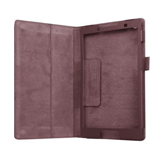 Litchi Grain Protective Leather Case for Lenovo Tab 2 A8-50 / Tab 3 A8-50 / TB3-850M - Brown - sāniski atverams maciņš ar stendu (ādas maks, grāmatiņa, leather book wallet case cover stand)