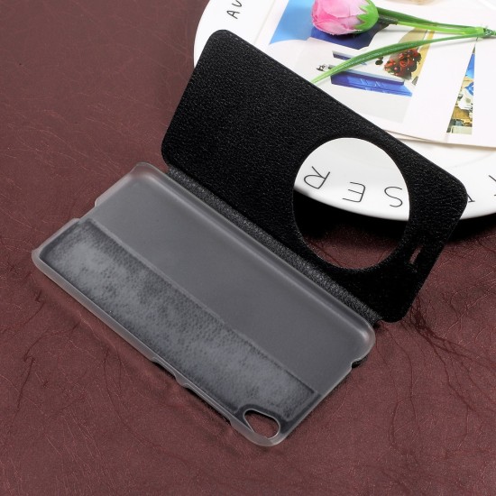 Leather Smart View Window Phone Case for Asus Zenfone Live ZB501KL - Black - sāniski atverams maciņš ar lodziņu un stendu (ādas maks, grāmatiņa, leather book wallet case cover stand)