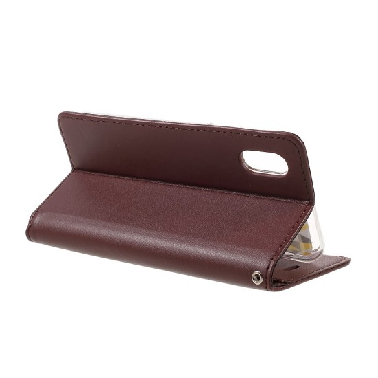 RoarKorea Only One Flip Case priekš Apple iPhone X / XS - Brūns - sāniski atverams maciņš ar stendu (ādas grāmatveida maks, leather book wallet cover stand)