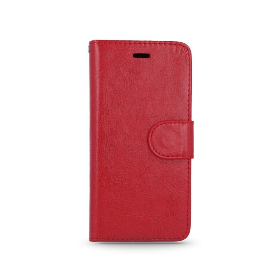 Twin 2in1 priekš Huawei Mate 9 - Sarkans - sāniski atverams maciņš ar magnētisku silikona aizmugures apvalku (eko ādas maks, grāmatiņa, leather book case wallet cover)