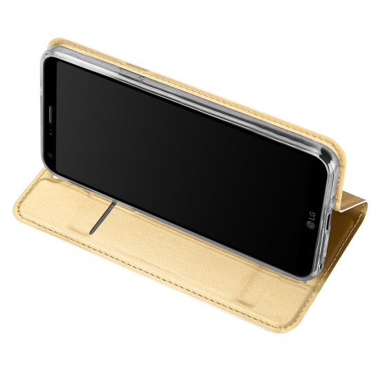 Dux Ducis Skin Pro series priekš LG Q6 M700 - Zelts - sāniski atverams maciņš ar magnētu un stendu (ādas maks, grāmatiņa, leather book wallet case cover stand)