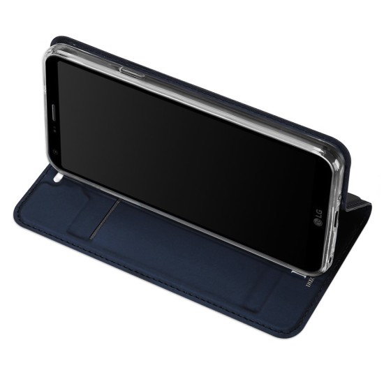 Dux Ducis Skin Pro series priekš LG Q6 M700 - Tumši Zils - sāniski atverams maciņš ar magnētu un stendu (ādas maks, grāmatiņa, leather book wallet case cover stand)