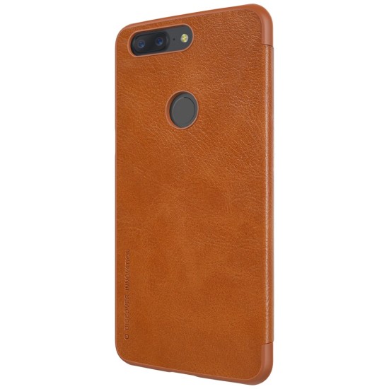 NILLKIN Qin Series Card Slot Flip Leather Mobile Shell для OnePlus 5T - Коричневый - чехол-книжка (кожаный чехол, leather book wallet case cover)
