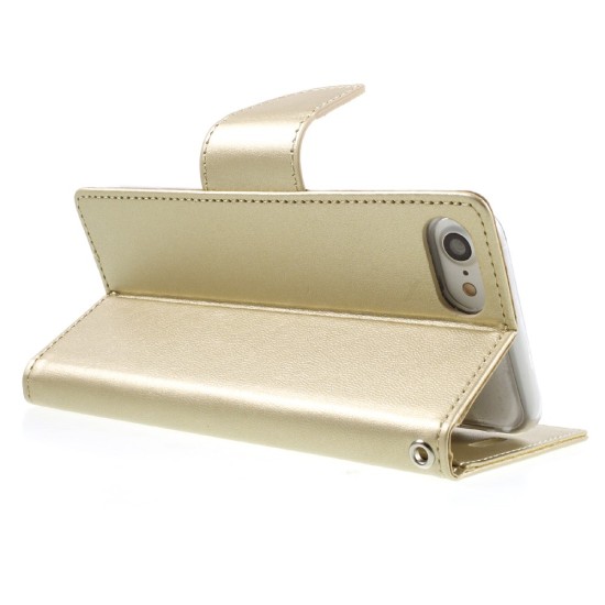 Mercury Bravo Flip Case priekš LG X Power K220 - Zelts - sāniski atverams maciņš ar stendu (ādas grāmatveida maks, leather book wallet cover stand)