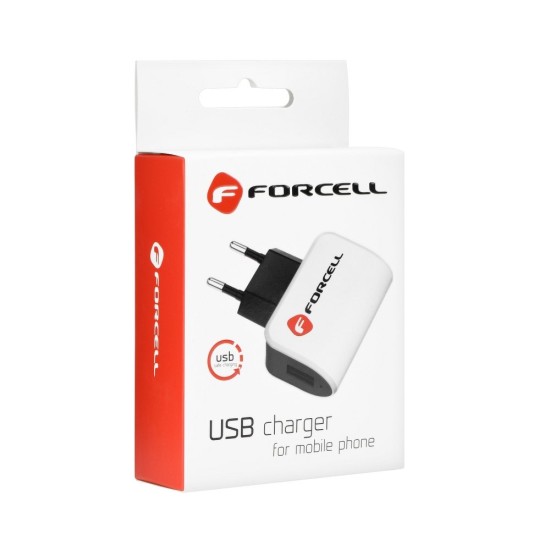 Forcell Lightning travel charger 1A iPad / iPhone Tīkla lādētājs ar vadu - Melns / Balts - Apple tīkla lādētājs