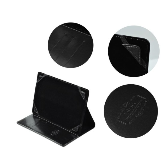 Blun Universal Book Case Stand Cover priekš 10 inch Tablet PC - Melns - Universāls sāniski atverams maks planšetdatoriem ar stendu (ādas grāmatiņa, leather book wallet case cover stand)