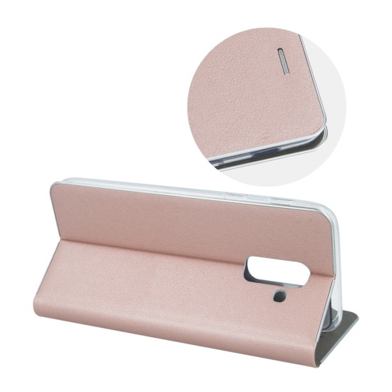Smart Venus Book Case priekš LG G7 ThinQ G710 - Rozā Zelts - sāniski atverams maciņš ar stendu (ādas maks, grāmatiņa, leather book wallet case cover stand)