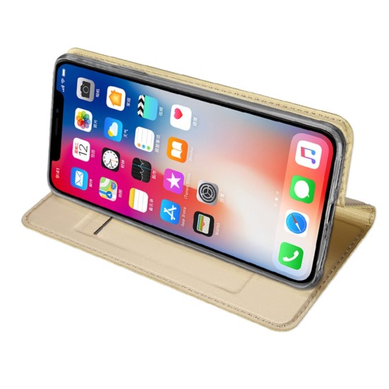 Dux Ducis Skin Pro series priekš Apple iPhone XS Max - Zelts - sāniski atverams maciņš ar magnētu un stendu (ādas maks, grāmatiņa, leather book wallet case cover stand)