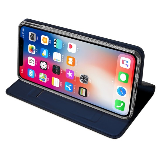 Dux Ducis Skin Pro series priekš Apple iPhone XR - Tumši Zils - sāniski atverams maciņš ar magnētu un stendu (ādas maks, grāmatiņa, leather book wallet case cover stand)