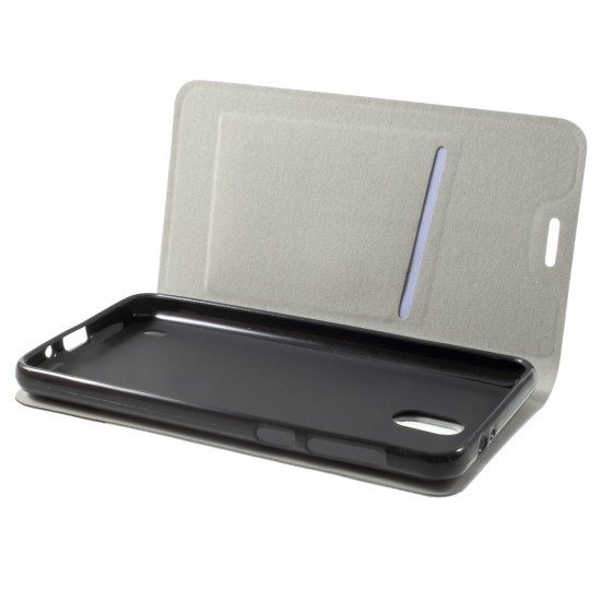 Bi-color Cross Texture Leather Stand Cover Built-in Steel Sheet for Nokia 2 - Pelēks - sāniski atverams maciņš ar stendu (ādas maks, grāmatiņa, leather book wallet case cover stand)