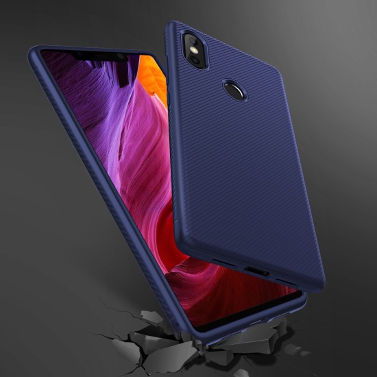 Twill Texture Silicone Mobile Phone Cover Shell priekš Xiaomi Mi 8 - Tumši zils - triecienizturīgs silikona aizmugures apvalks (bampers, vāciņš, slim TPU silicone case shell cover, bumper)