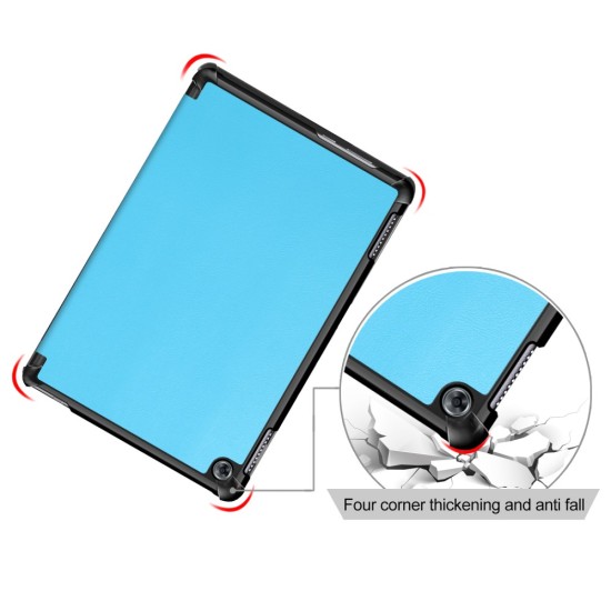 Tri-fold Flip Leather Stand Case для Huawei MediaPad M5 Lite 10.1 - Голубой - чехол-книжка со стендом / подставкой
