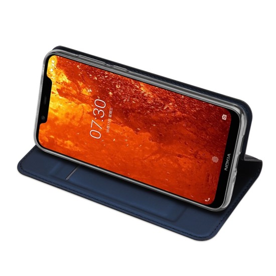 Dux Ducis Skin Pro series priekš Nokia 8.1 (2018) - Tumši Zils - sāniski atverams maciņš ar magnētu un stendu (ādas maks, grāmatiņa, leather book wallet case cover stand)