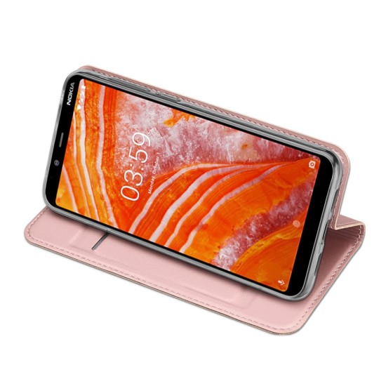 Dux Ducis Skin Pro series priekš Nokia 3.1 Plus (2018) - Rozā Zelts - sāniski atverams maciņš ar magnētu un stendu (ādas maks, grāmatiņa, leather book wallet case cover stand)