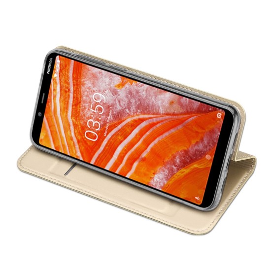 Dux Ducis Skin Pro series priekš Nokia 3.1 Plus (2018) - Zelts - sāniski atverams maciņš ar magnētu un stendu (ādas maks, grāmatiņa, leather book wallet case cover stand)