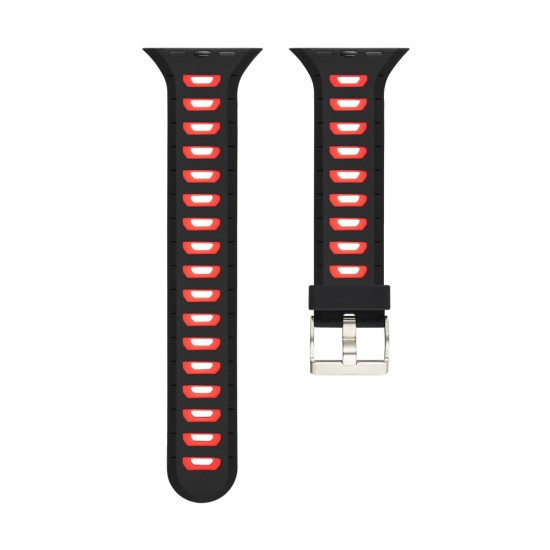 Dual Color Silicone Watch Band для Apple Watch 38 / 40 / 41 mm - Чёрный/Красный - силиконовый ремешок для часов