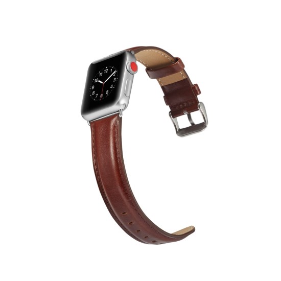 Top Layer Crazy Horse Texture Cowhide Leather Watch Band priekš Apple Watch 42 / 44 / 45 mm / Ultra 49 mm - Brūns - dabīgas ādas siksniņas (jostas) priekš pulksteņiem