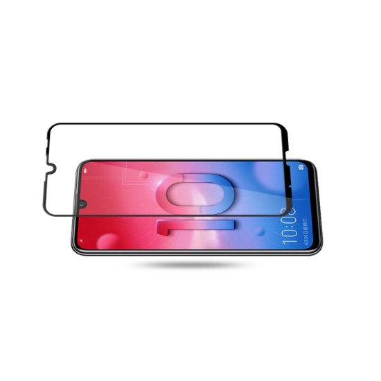 AMORUS Full Glue Silk Printing Tempered Glass Full Screen Protector priekš Huawei P Smart (2019) / Honor 10 Lite - Melns - Ekrāna Aizsargstikls / Bruņota Stikla Aizsargplēve (Full screen size curved)