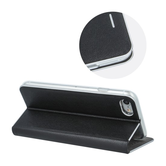 Smart Venus Book Case priekš Sony Xperia 10 I4113 / I4193 - Melns - sāniski atverams maciņš ar stendu (ādas maks, grāmatiņa, leather book wallet case cover stand)
