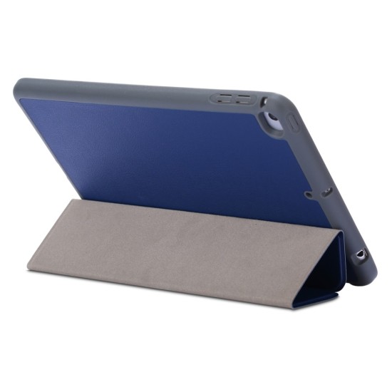 Tri-fold Stand PU Smart Auto Wake/Sleep Leather Case priekš Apple iPad mini 5 (2019) - Zils - sāniski atverams maciņš ar stendu