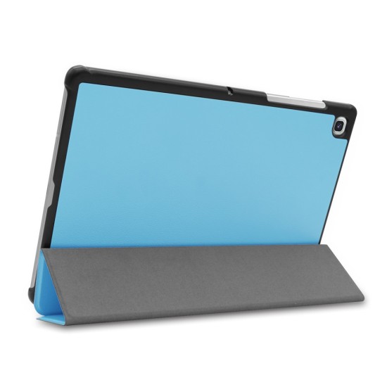 Tri-fold Stand PU Leather Case priekš Samsung Galaxy Tab S5e T720 / T725 - Gaisi Zils - sāniski atverams maciņš ar stendu