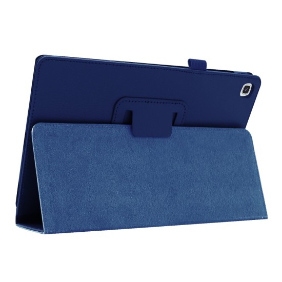 Litchi Texture Leather Stand Protective Case priekš Samsung Galaxy Tab A 10.1 (2019) T510 / T515 - Tumši Zils - sāniski atverams maciņš ar stendu