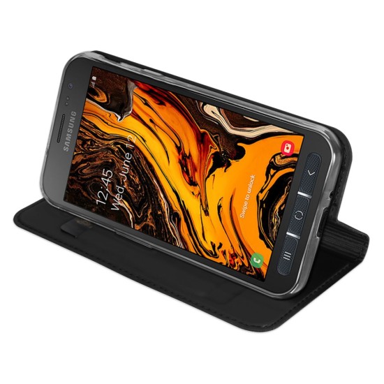 Dux Ducis Skin Pro series priekš Samsung Galaxy XCover 4 G390 / XCover 4s / 4s EE G398 - Melns - sāniski atverams maciņš ar magnētu un stendu (ādas maks, grāmatiņa, leather book wallet case cover stand)