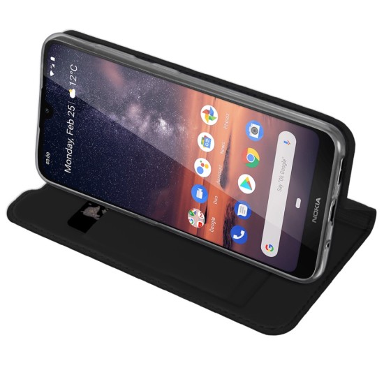 Dux Ducis Skin Pro series priekš Nokia 3.2 - Melns - sāniski atverams maciņš ar magnētu un stendu (ādas maks, grāmatiņa, leather book wallet case cover stand)