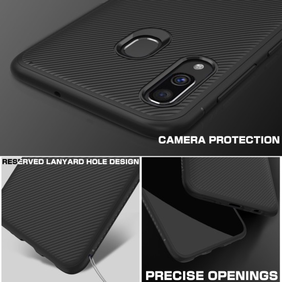 Twill Texture Silicone Mobile Phone Cover Shell priekš Samsung Galaxy A40 / A40 EE A405 - Melns - triecienizturīgs silikona aizmugures apvalks (bampers, vāciņš, slim TPU silicone case shell cover, bumper)