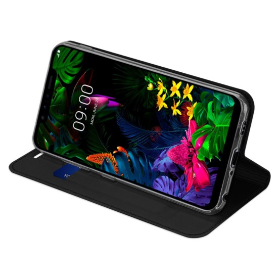 Dux Ducis Skin Pro series priekš LG G8s ThinQ G810 - Melns - sāniski atverams maciņš ar magnētu un stendu (ādas maks, grāmatiņa, leather book wallet case cover stand)