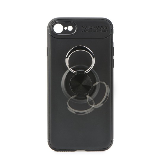 Forcell Ring Case priekš Apple iPhone 11 Pro Max - Melns - silikona aizmugures apvalks ar gredzenu