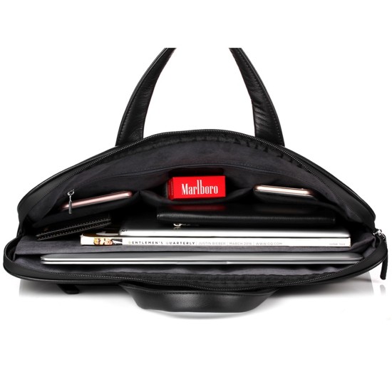 QIALINO Genuine Cowhide Leather Laptop Bag Carrying Case Macbook Air / Pro 13.3 Inch Dabīgas ādas Soma portatīvajam datoram - Melna - Computer Laptop / Notebook Bag / Datorsoma