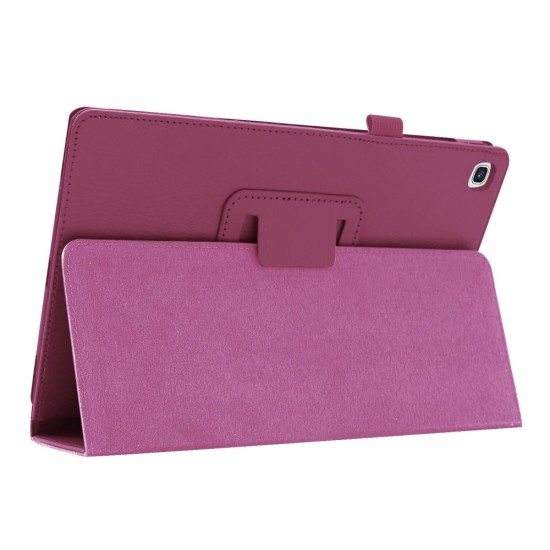 Litchi Texture Leather Stand Protective Case priekš Samsung Galaxy Tab A 10.1 (2019) T510 / T515 - Violets - sāniski atverams maciņš ar stendu