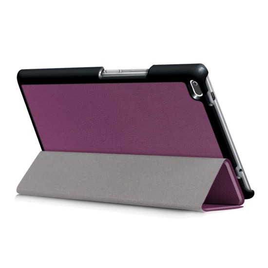 Tri-fold Stand PU Smart Auto Wake/Sleep Leather Case priekš Lenovo Tab 4 8.0 TB-8504 - Violets - sāniski atverams maciņš ar stendu