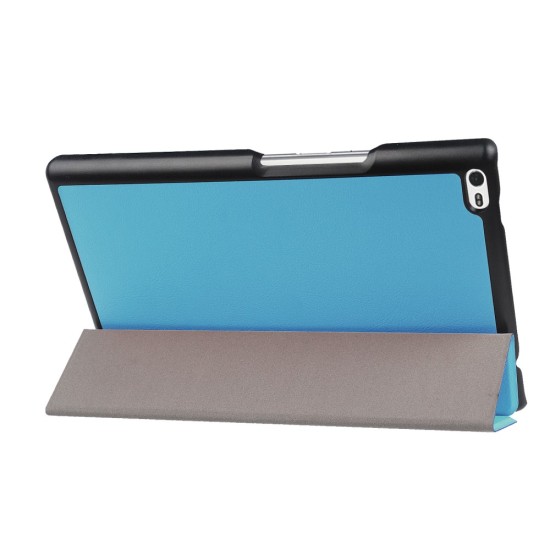 Tri-fold Stand PU Smart Auto Wake/Sleep Leather Case priekš Lenovo Tab 4 8.0 TB-8504 - Gaiši Zils - sāniski atverams maciņš ar stendu