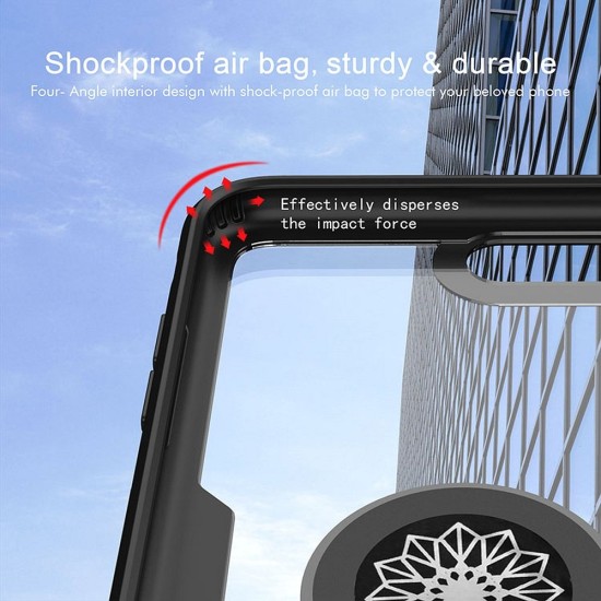 Forcell Carbon Clear Ring Back Case priekš Huawei Mate 20 Lite - Caurspīdīgs - triecienizsturīgs silikona aizmugures apvalks ar gredzenu