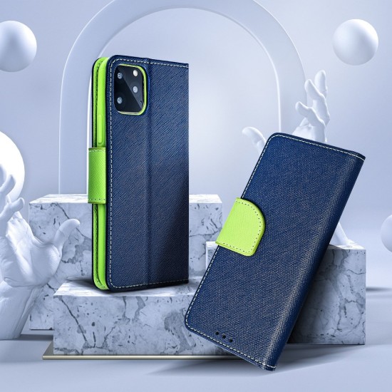 Smart Fancy book case priekš Huawei Y5 (2018) / Honor 7s - Zils - sāniski atverams maciņš ar stendu (ādas maks, grāmatiņa, leather book wallet case cover stand)