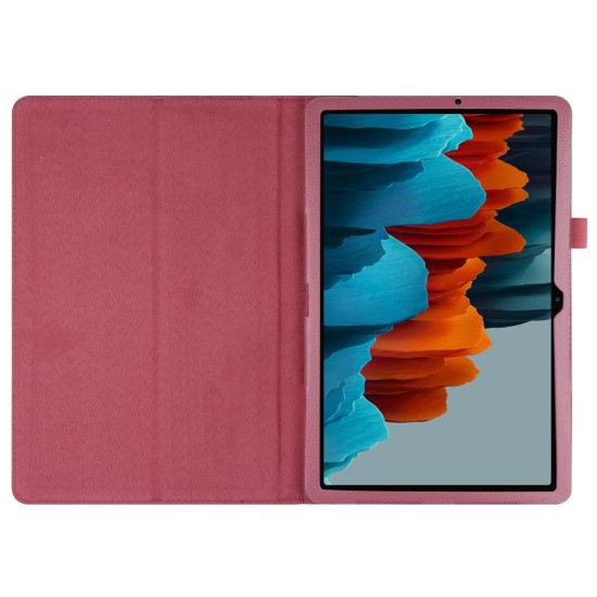 Litchi Texture Leather Stand Protective Case для Samsung Galaxy Tab S7 T870 / T875 / Tab S8 X700 / X706 - Розовый - чехол-книжка со стендом / подставкой