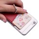 Universal Adhesive PU Leather Credit Card Pocket with Finger Grip Kickstand / Built-in Magnet Iron - Sarkans - universāls pielīmējams ādas karšu turētājs ar gredzenu-statīvu / ar iebūvētu magnētu
