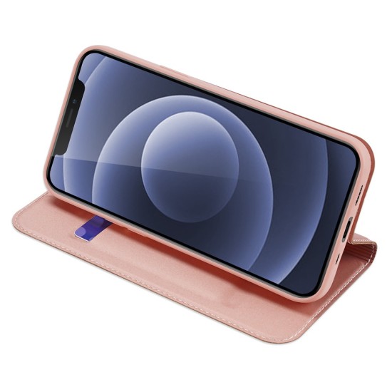 Dux Ducis Skin Pro series priekš Apple iPhone 12 mini - Rozā Zelts - sāniski atverams maciņš ar magnētu un stendu