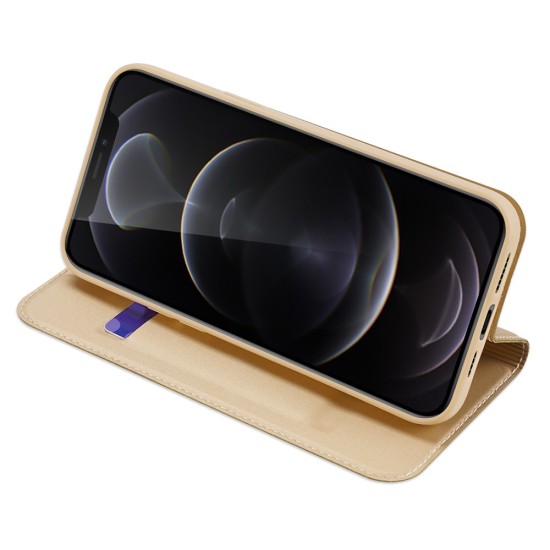 Dux Ducis Skin Pro series priekš Apple iPhone 12 Pro Max - Zelts - sāniski atverams maciņš ar magnētu un stendu