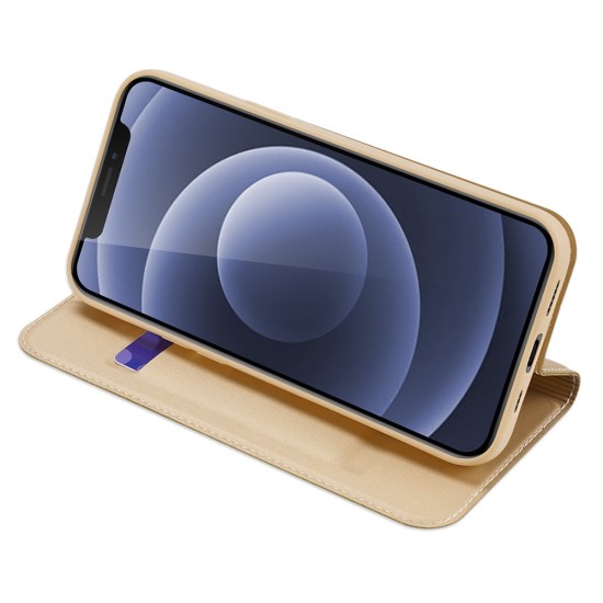 Dux Ducis Skin Pro series priekš Apple iPhone 12 / 12 Pro - Zelts - sāniski atverams maciņš ar magnētu un stendu