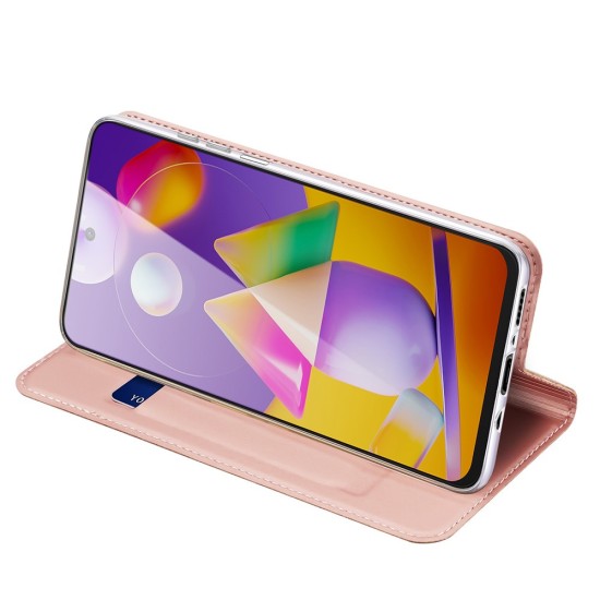 Dux Ducis Skin Pro series priekš Samsung Galaxy M31s M317 - Rozā Zelts - sāniski atverams maciņš ar magnētu un stendu