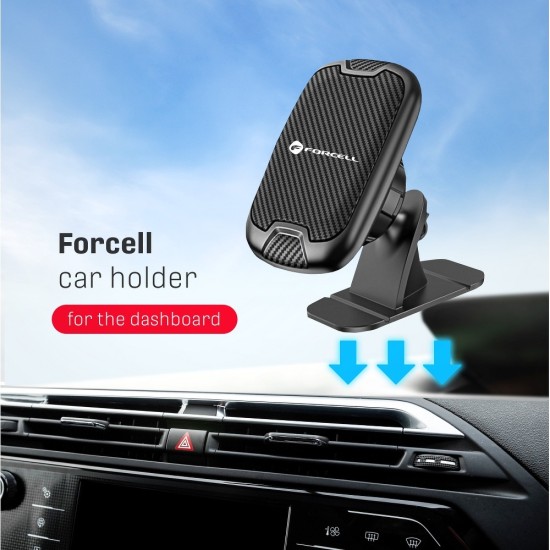 Forcell Carbon (H-CT322) Magnetic Phone Car Holder for Dashboard - Чёрный - Универсальное крепление на панель с магнитом