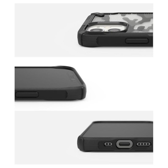 Ringke Fusion X Series Back Case priekš Apple iPhone 12 mini - Kamuflāža / Melns - triecienizturīgs silikona-plastikāta aizmugures apvalks / bampers-vāciņš