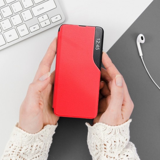 Smart View Window Wake / Sleep Book Case для Samsung Galaxy A12 A125 - Красный - чехол-книжка с окошком