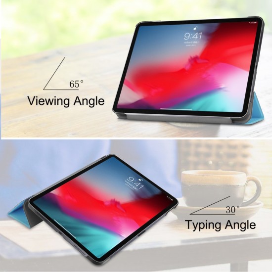 Tri-fold Stand PU Leather Smart Case priekš Apple iPad Pro 11 (2020 / 2021 / 2022) - Gaiši Zils - sāniski atverams maciņš ar stendu