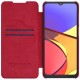 NILLKIN Qin Series Card Holder Leather Flip Case priekš Samsung Galaxy A12 A125 - Sarkans - sāniski atverams maciņš (ādas maks, grāmatiņa, leather book wallet case cover)