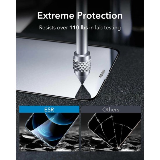 ESR Armorite Ultra-Tough (with Frame) Tempered Glass Screen protector (2 gab.) priekš Apple iPhone 13 Pro Max / 14 Plus - Melns - Ekrāna Aizsargstikls / Bruņota Stikla Aizsargplēve