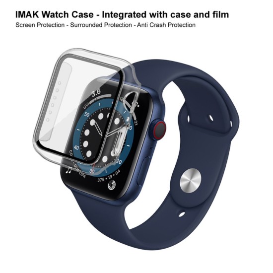 Imak Full Plastic Protective Cover with Tempered Glass priekš Apple Watch Series 4 / 5 / 6 / SE (40mm) - Caurspīdīgs - plastikāta pulksteņu apvalks